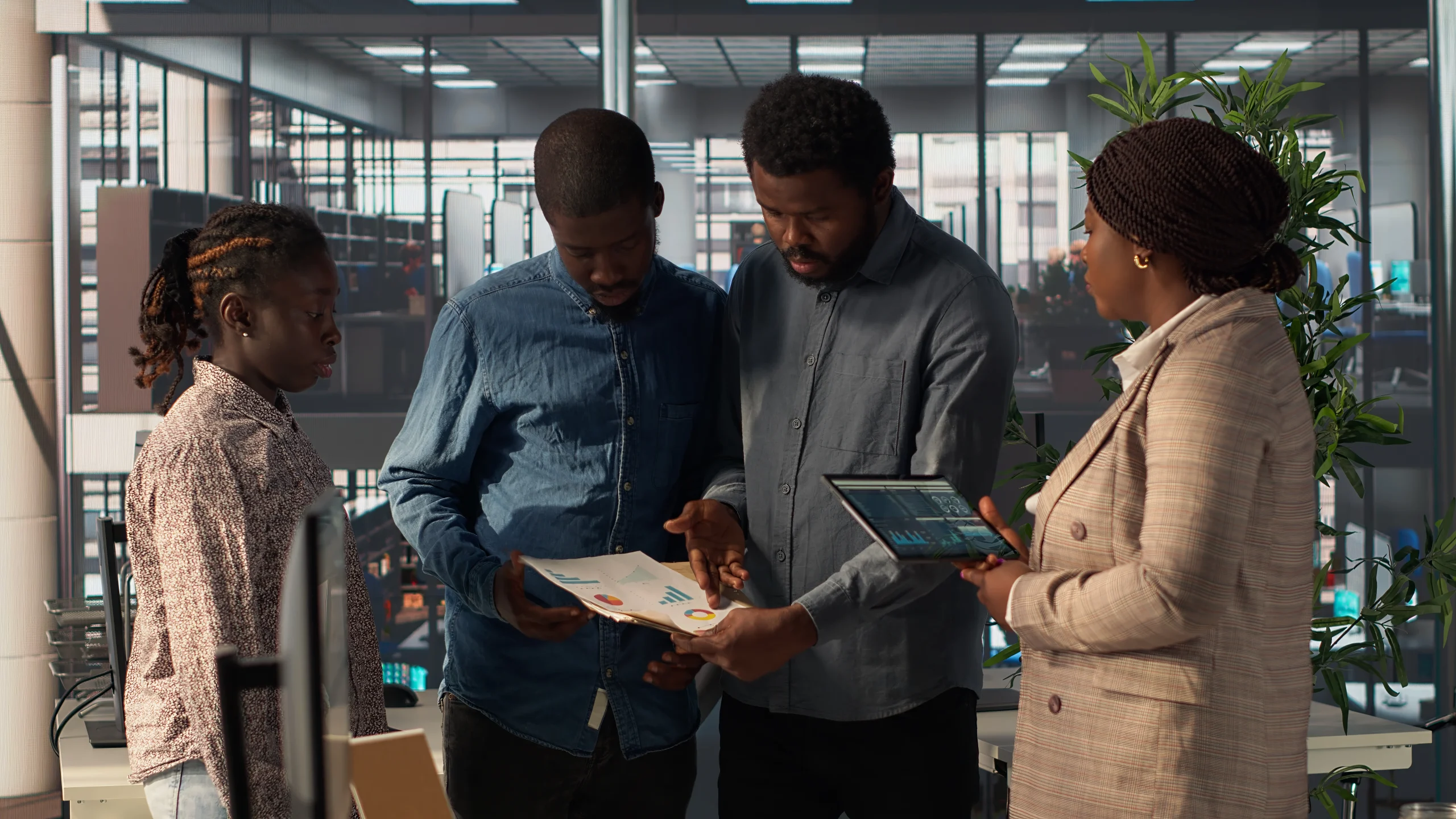 Procurement team reviewing business strategy